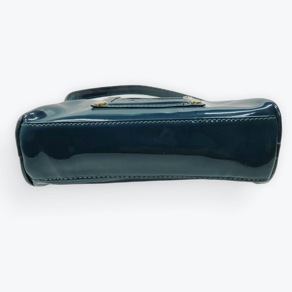 Auth Versace Jeans Emerald Green Patent Leather Mini Shoulder Bag - Picture 4 of 11